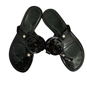 Tory Burch Miller Sandals Patent Black, 6.5